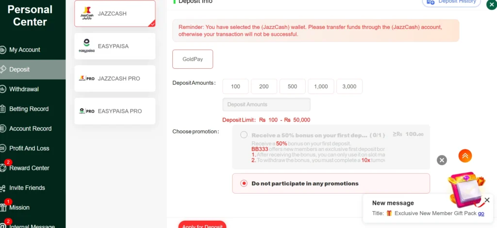 bb333 game deposit
